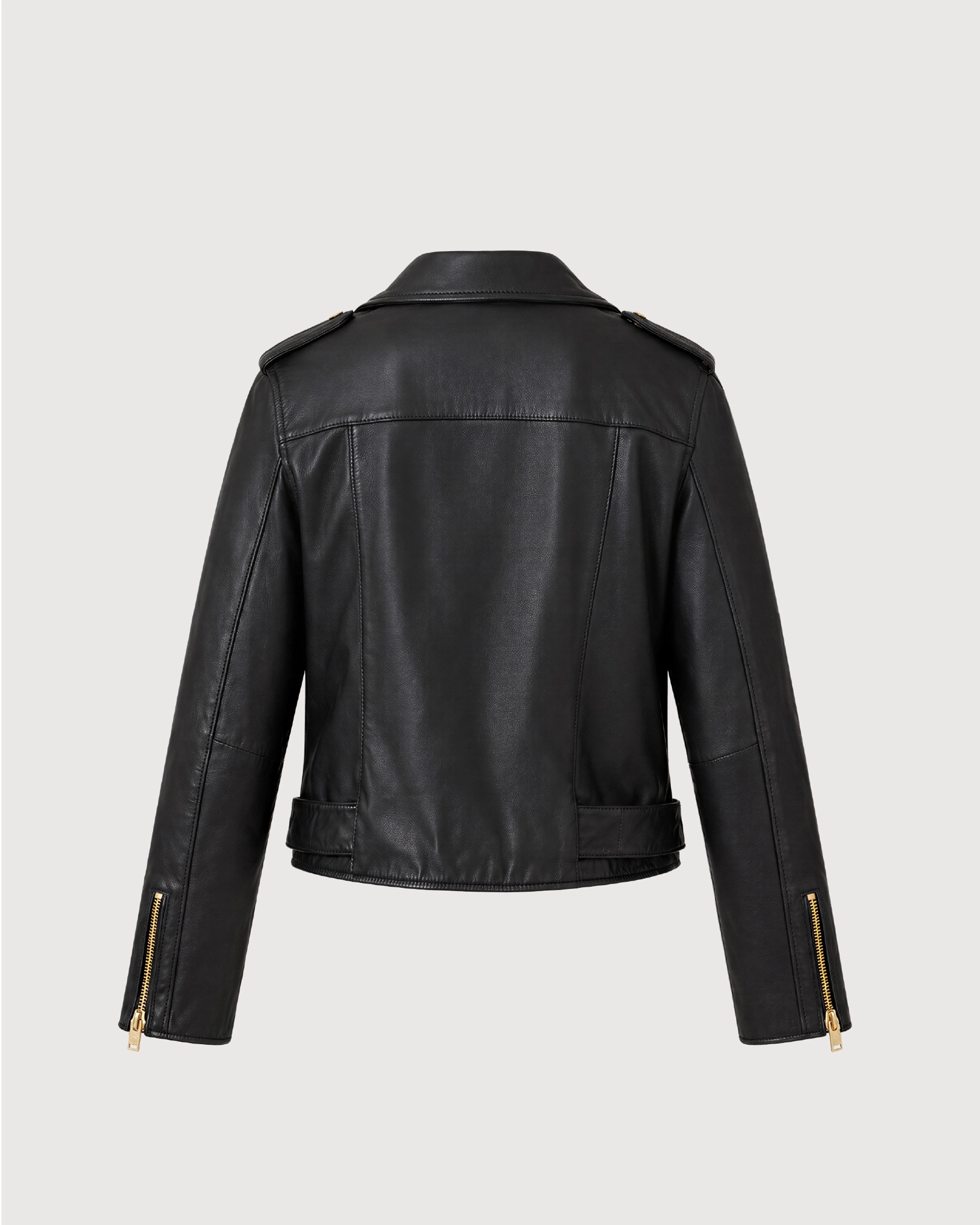 AUREL Black Leather Biker Jacket - Back Pattern