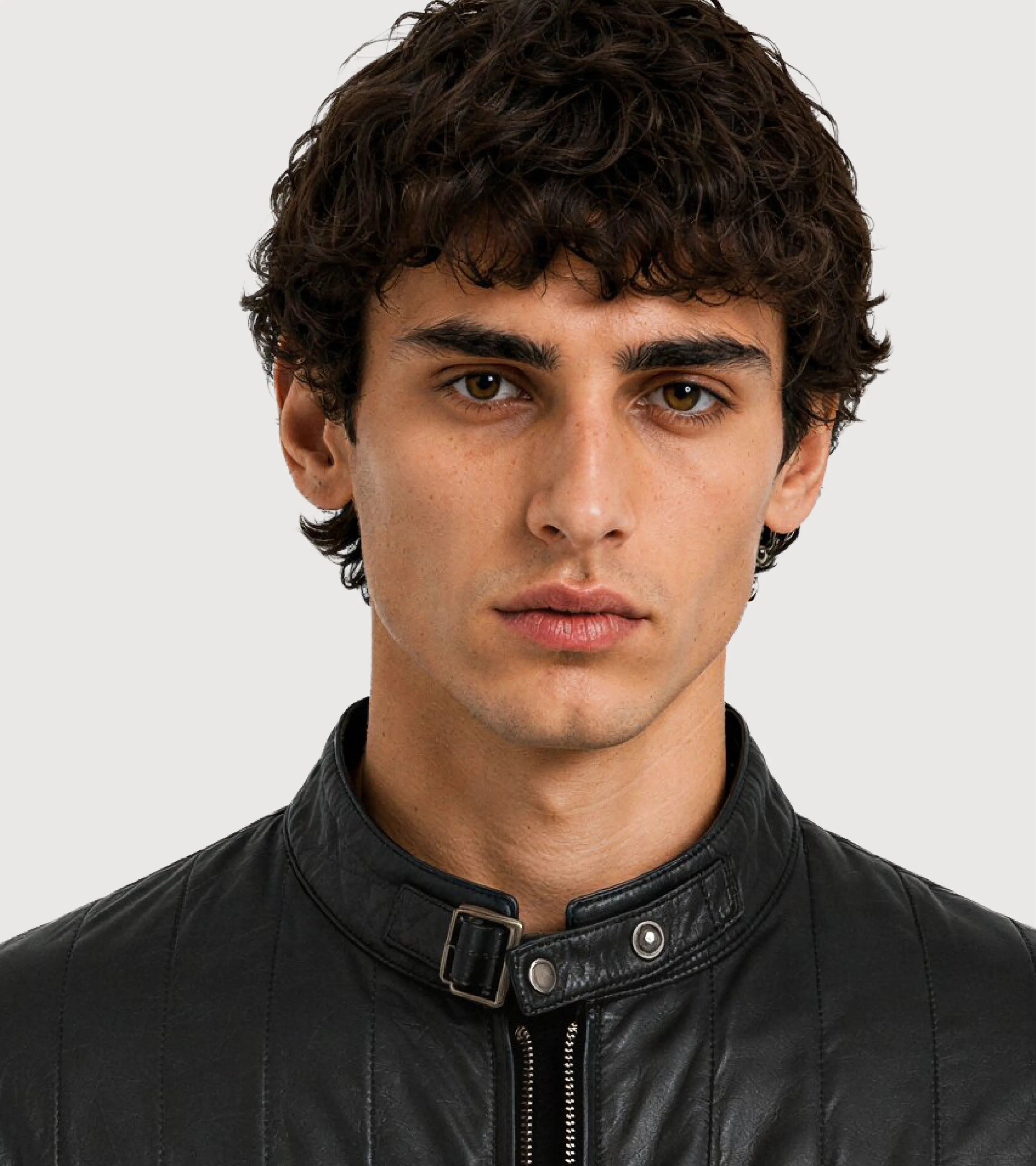 AXIS Black Quilted Racer Leather Jacket - Button