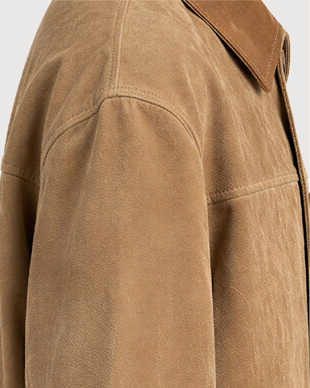 BRIX Tan Suede Trucker Leather Jacket - Suede