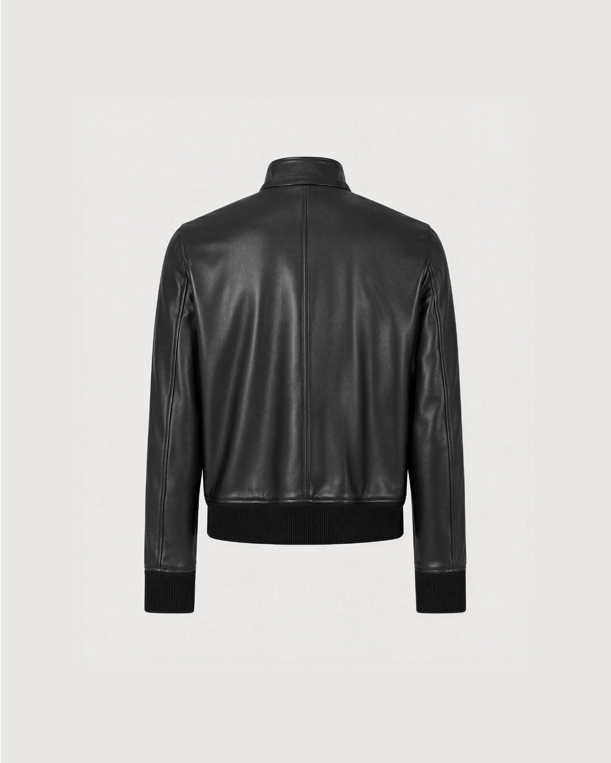 CALDER Black Leather Flight Jacket - Back Pattern