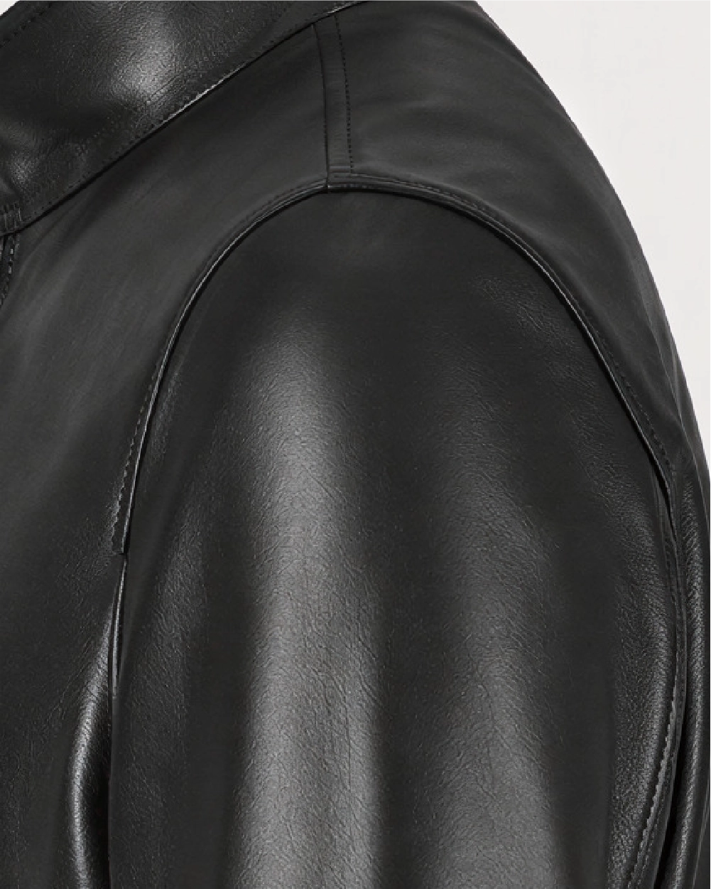 CALDER Black Leather Flight Jacket - Grain