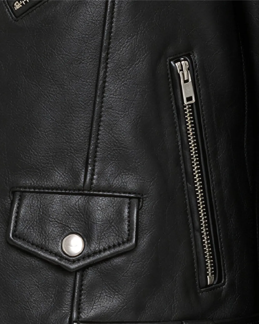 ELARA Black Cropped Biker Leather Jacket - Zipper