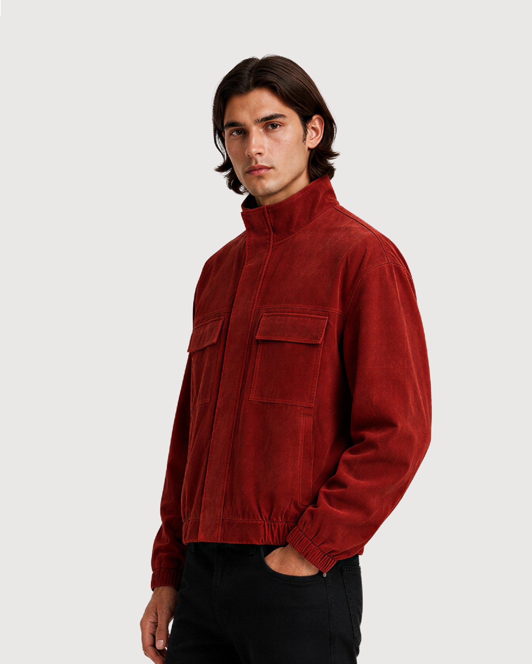 KAIRO Rust Red Suede Flight Jacket - Side