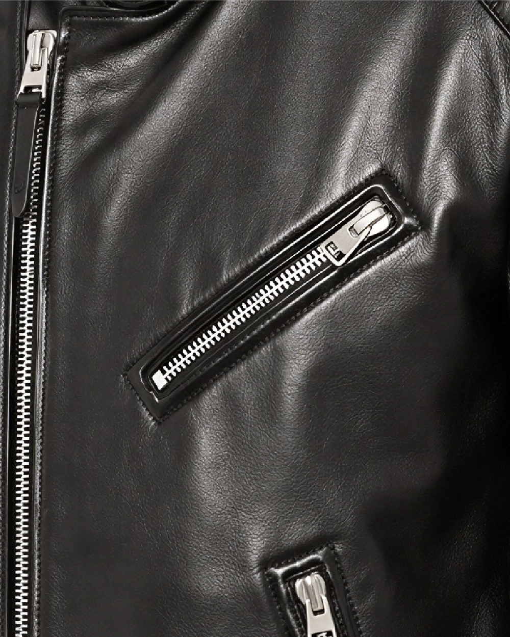 KNOX Black Quilted Biker Leather Jacket - Zippers