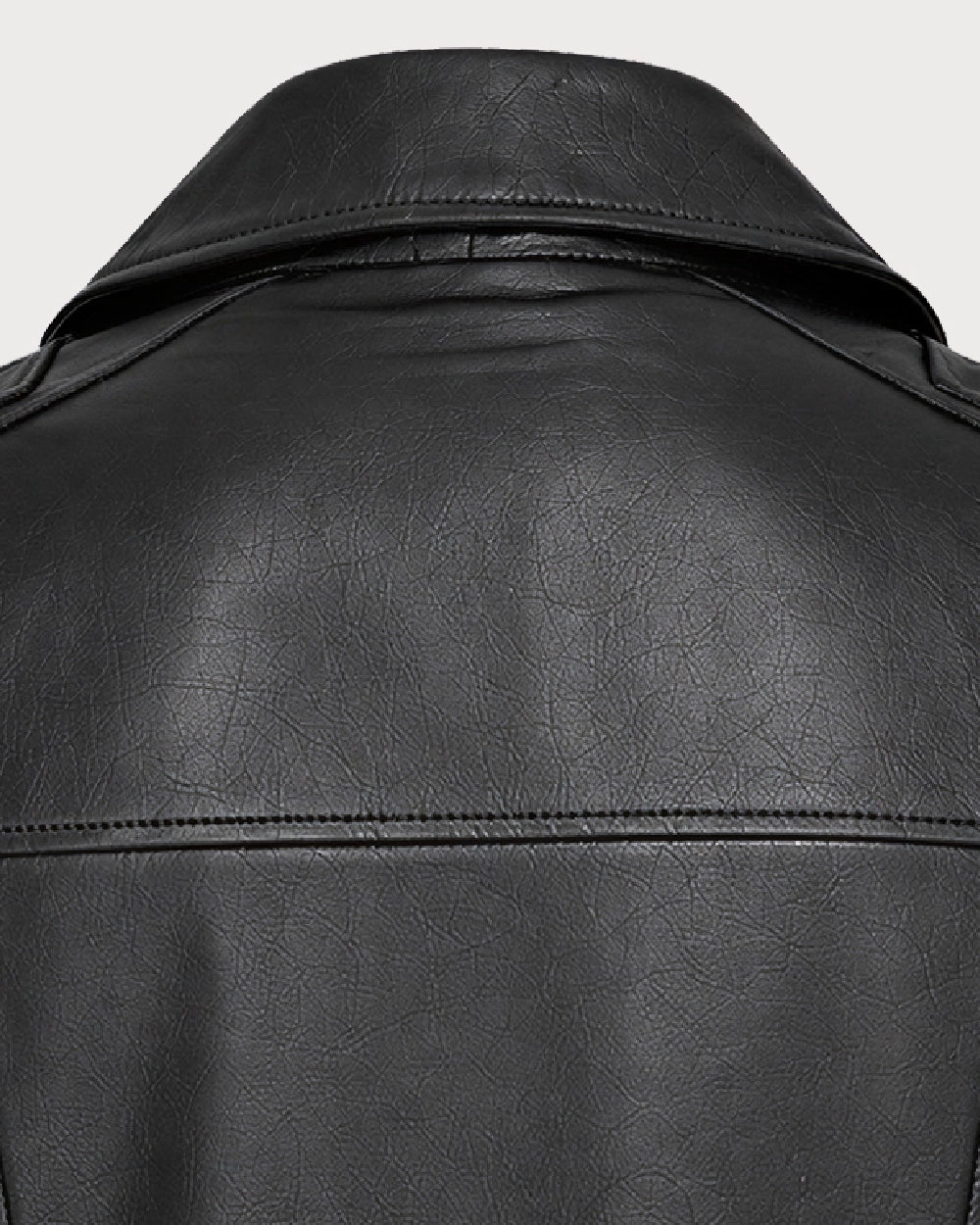 KROSS Black Biker Leather Jacket - Collar