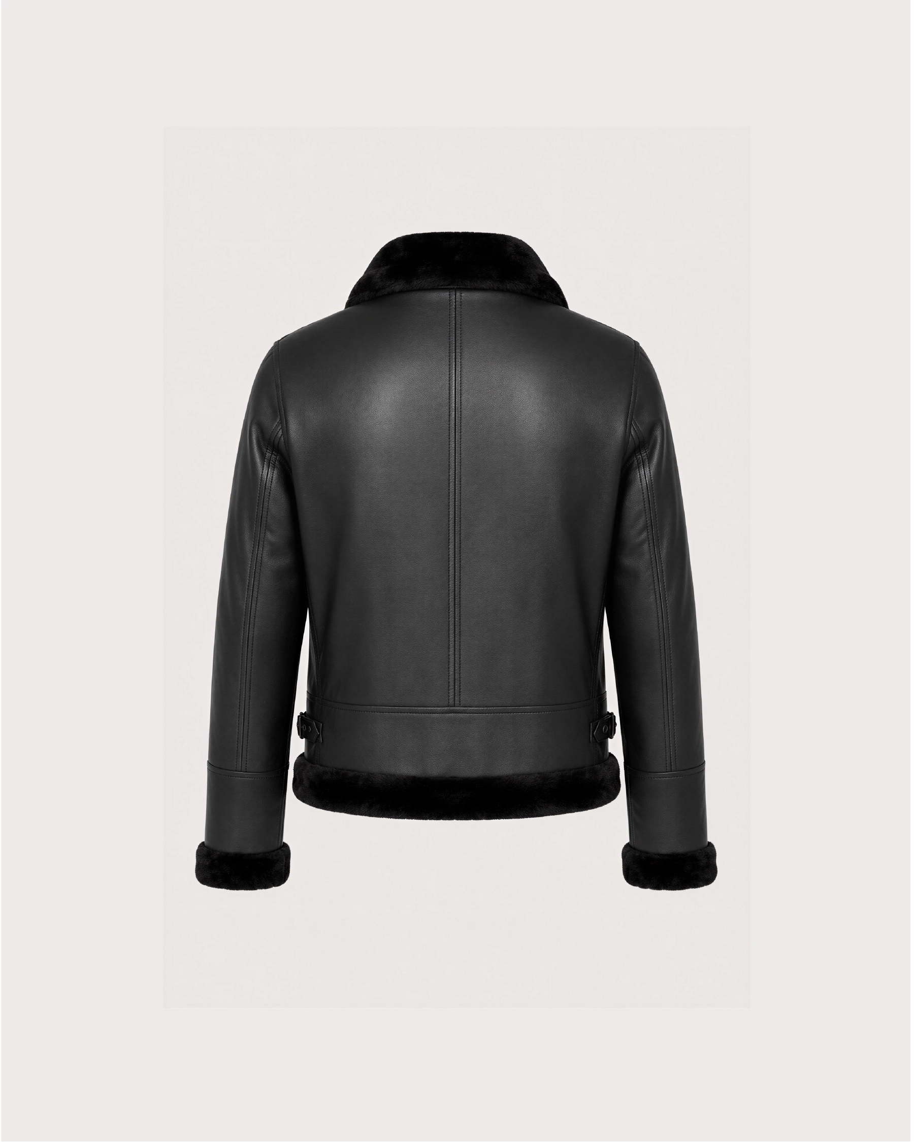 NERO Black B3 Shearling Bomber Leather Jacket - Back