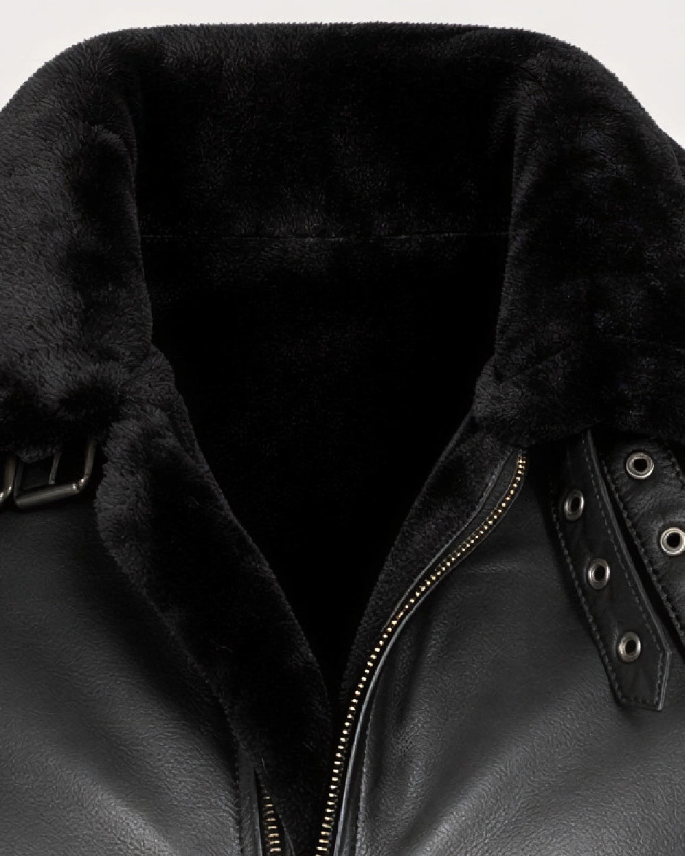 NERO Black B3 Shearling Bomber Leather Jacket - Fur