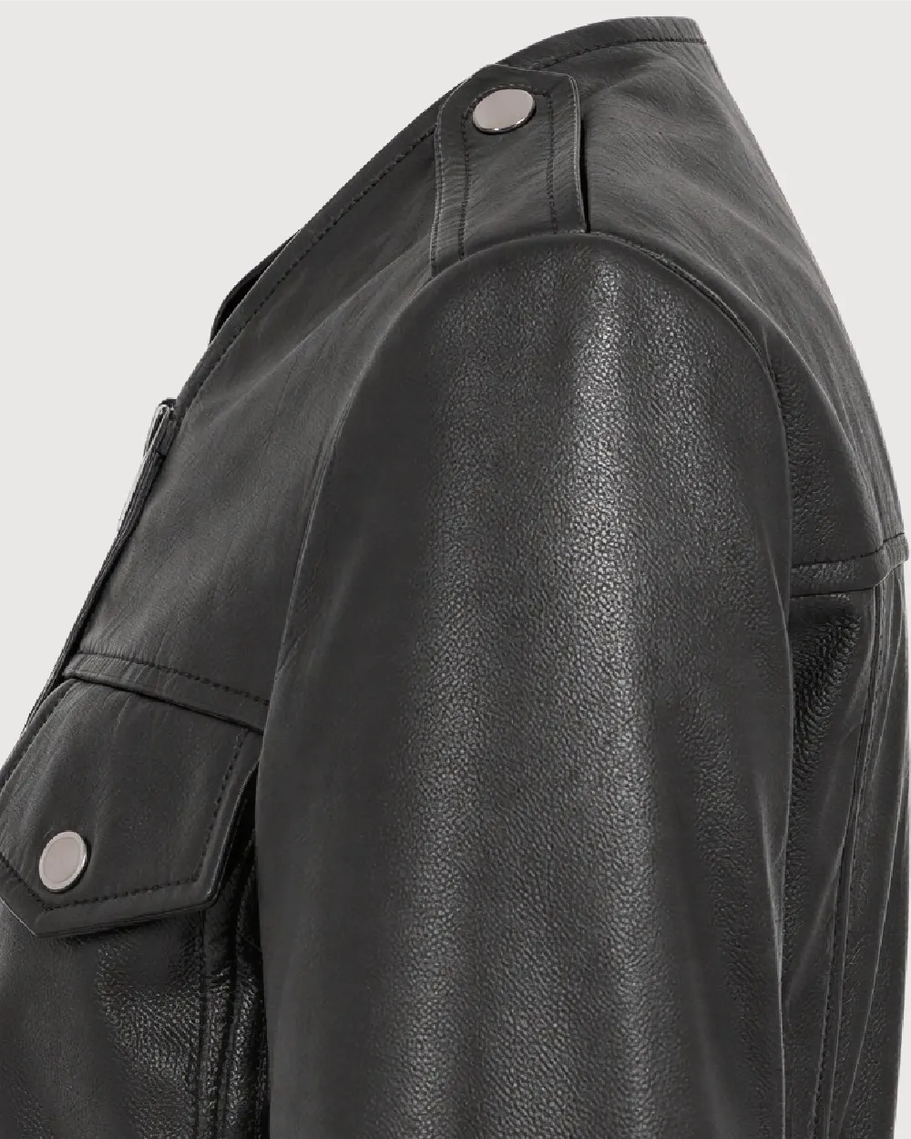 NOIR Black Split-Sleeve Leather Jacket - Strap