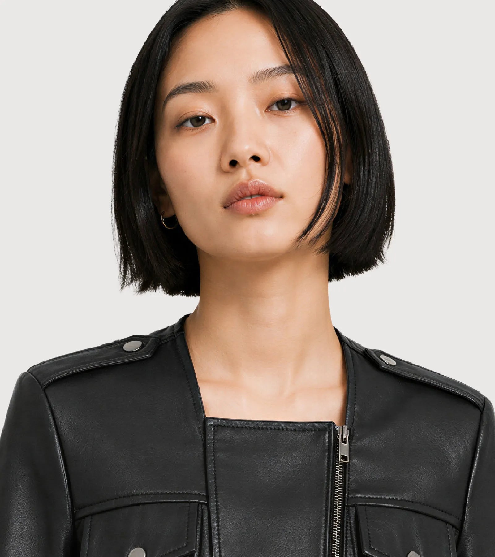 NOIR Black Split-Sleeve Leather Jacket - Zoom