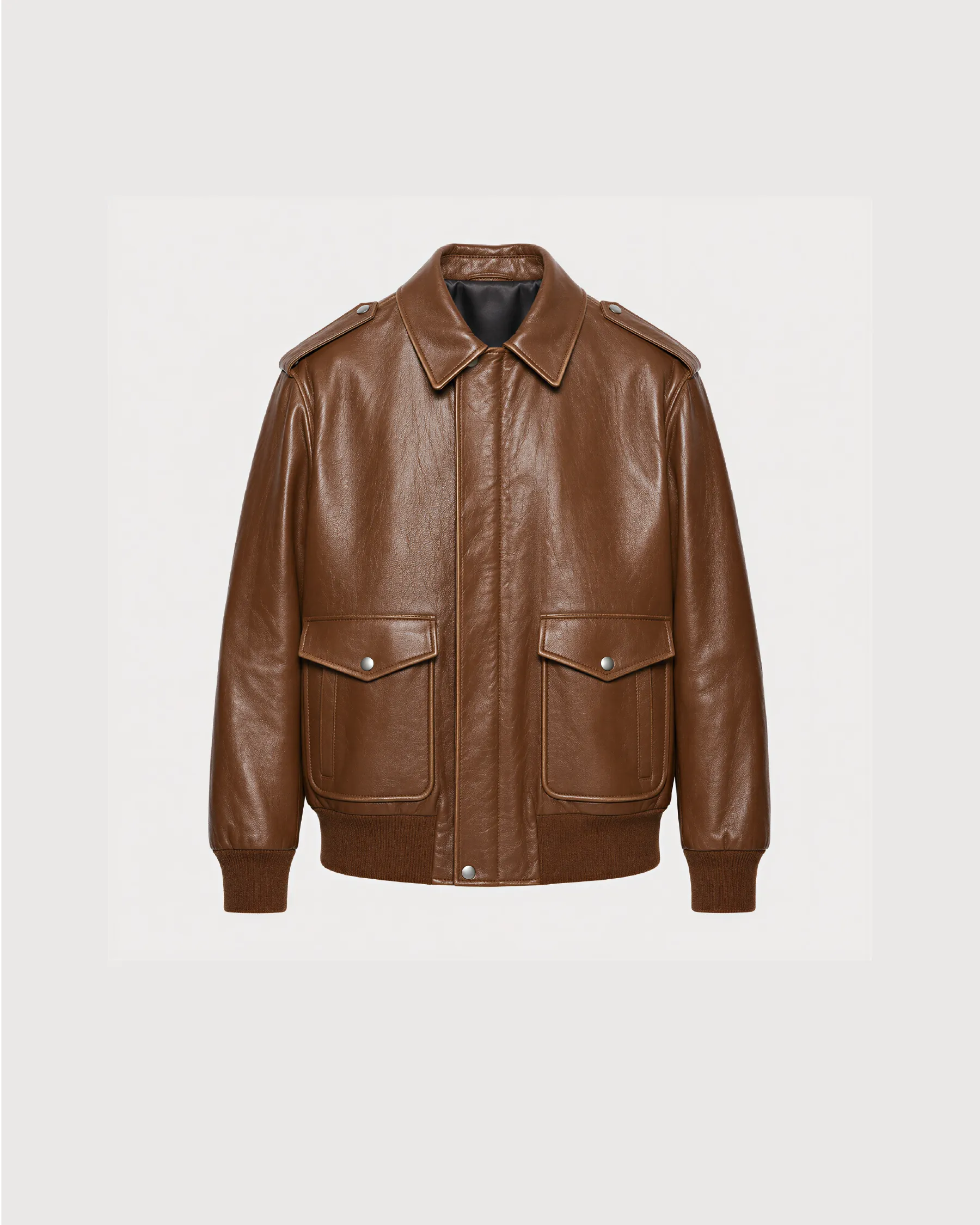 HALEN Brown Leather Flight Bomber Jacket