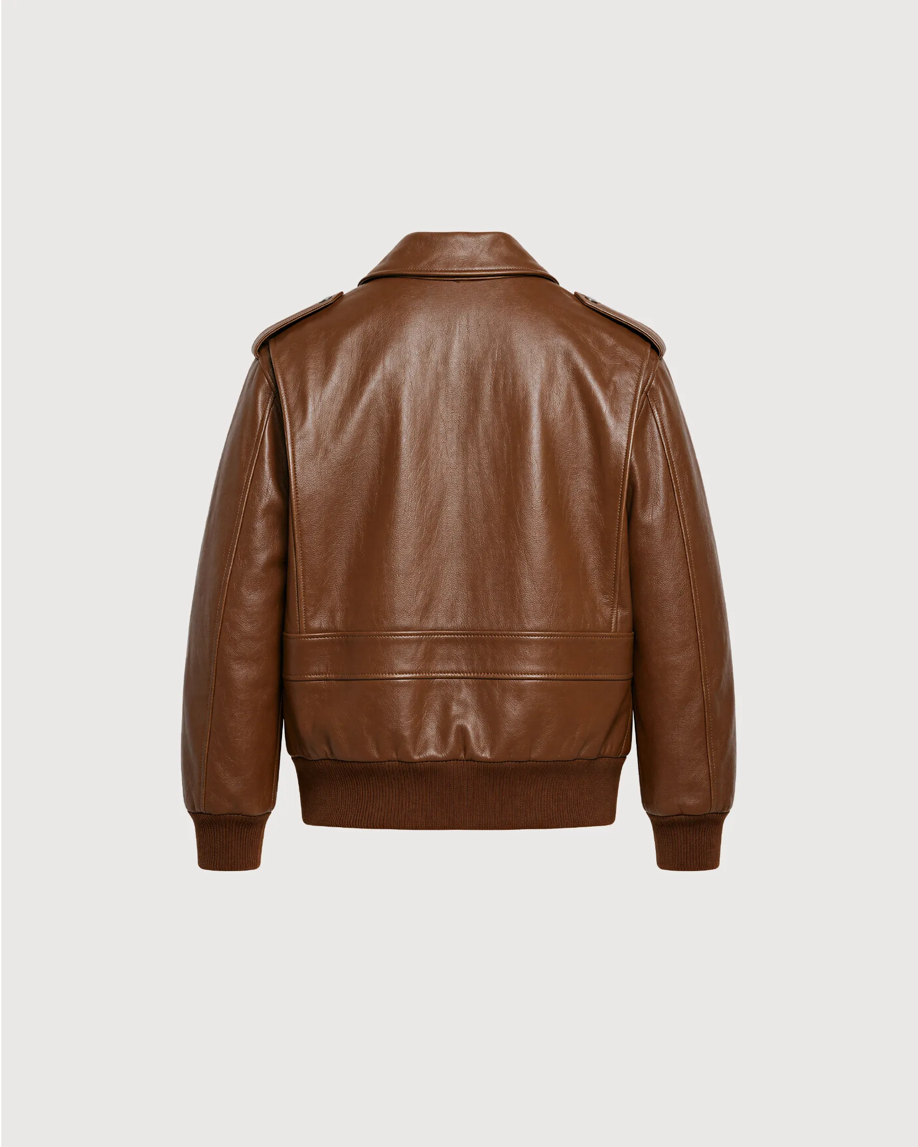 HALEN Brown Leather Flight Bomber Jacket