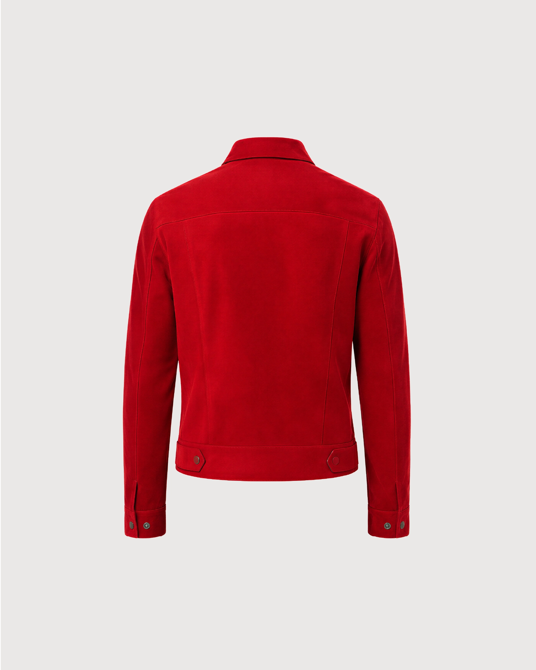 ROAN Red Suede Trucker Leather Jacket - Back