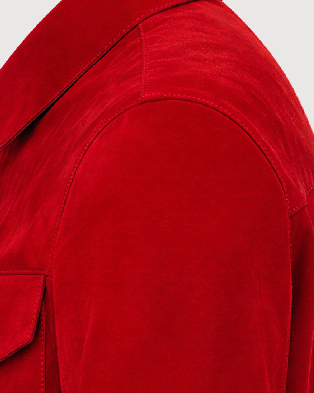 ROAN Red Suede Trucker Leather Jacket - Thread