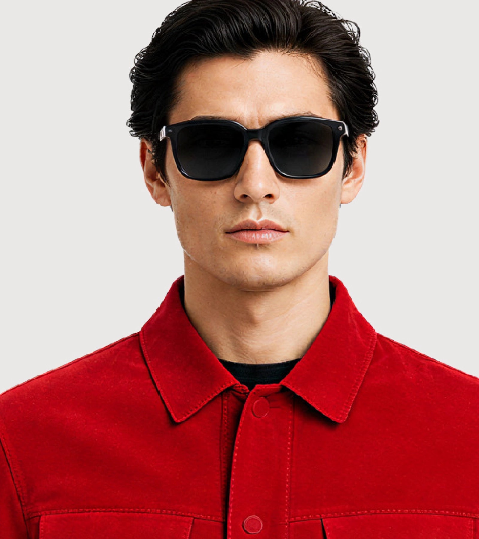 ROAN Red Suede Trucker Leather Jacket - Zoom