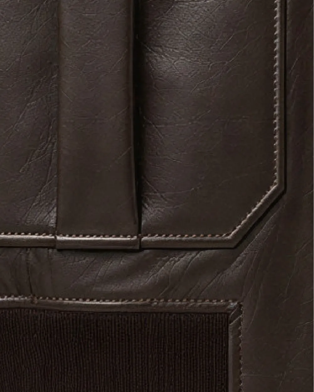 ROOK Dark Brown Cowhide Shearling Bomber Leather Jacket - Ribbed Hem