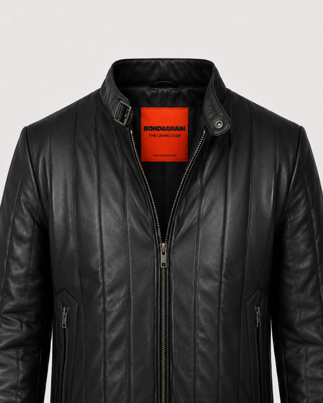 AXIS Black Quilted Racer Leather Jacket