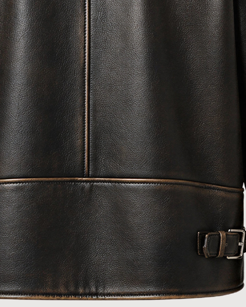 AIREN Distressed Brown Shearling Collar Leather Jacket - Distressed