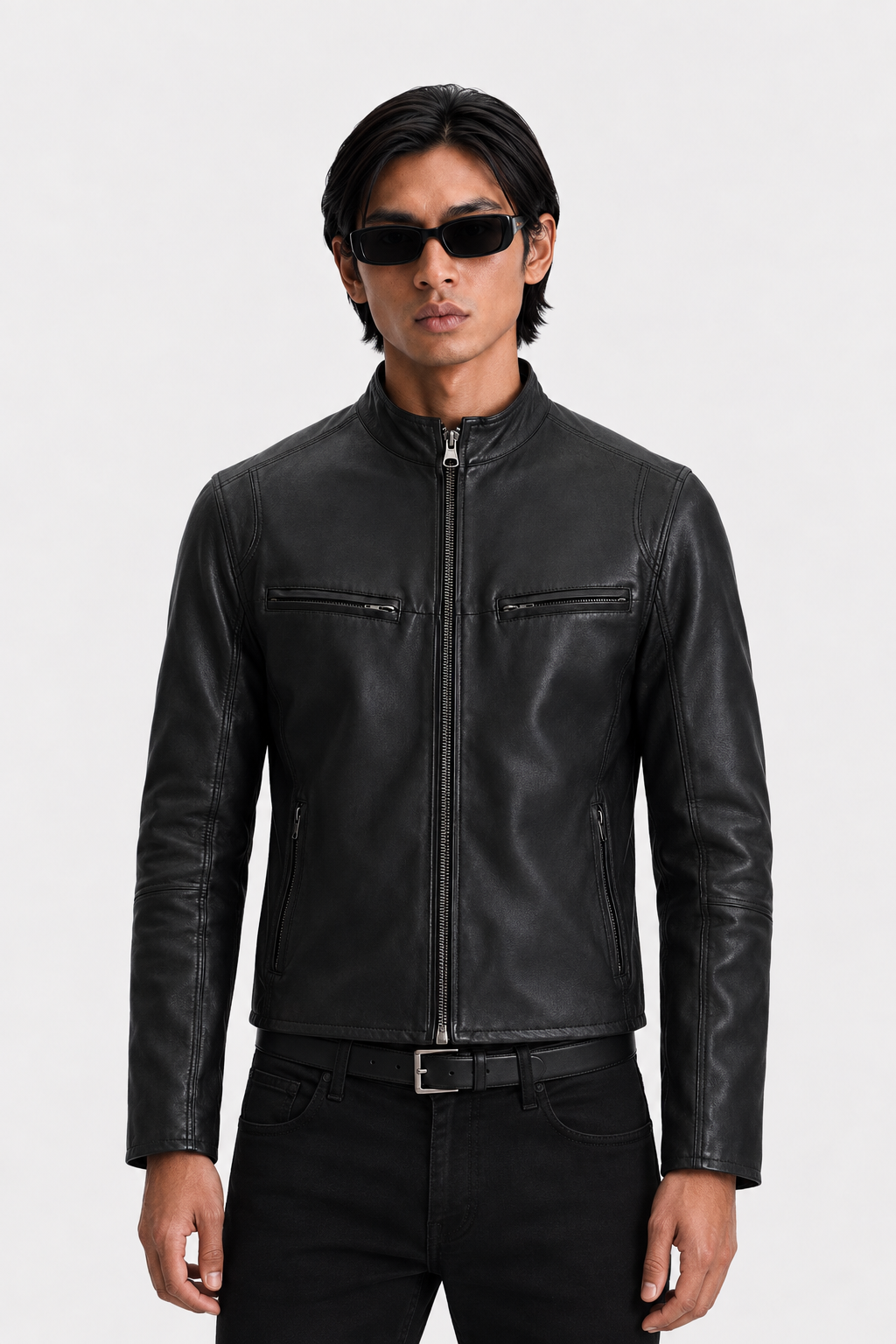 ANCE Black Biker Leather Jacket