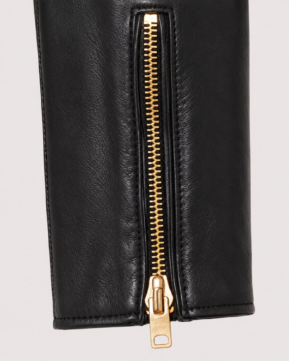 AUREL Black Leather Biker Jacket - Zipper