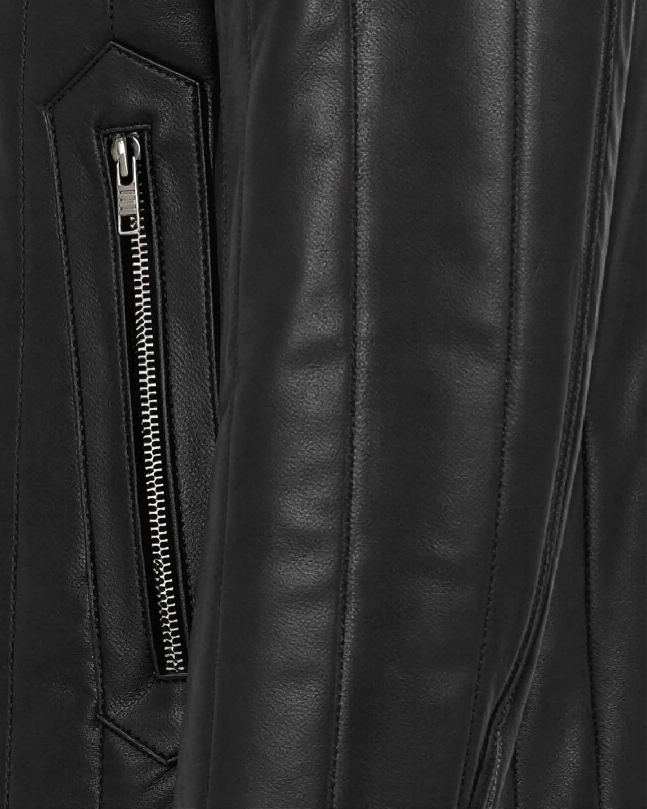 AXIS Black Quilted Racer Leather Jacket - Pocket