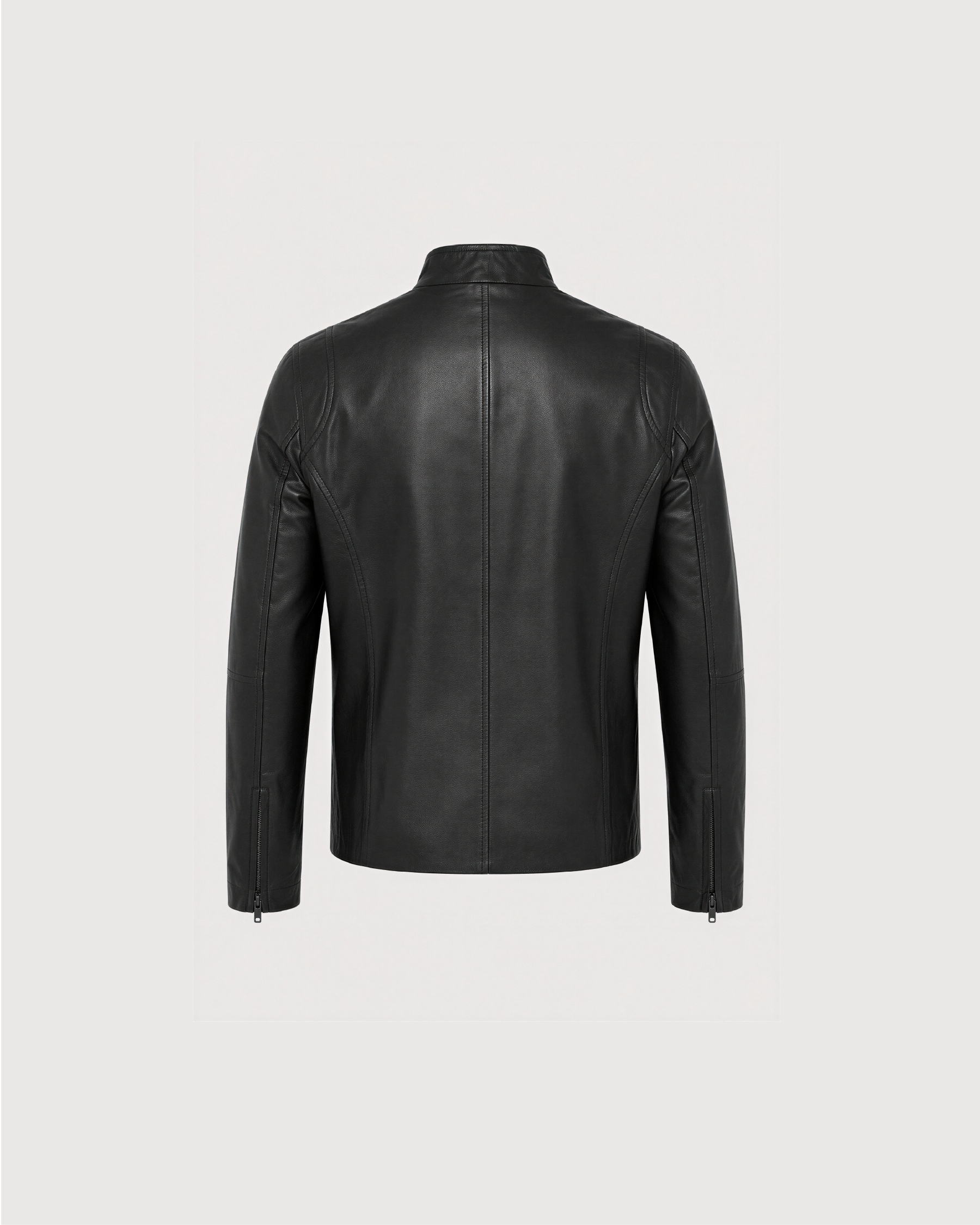 Ance Black Biker Leather Jacket - Back
