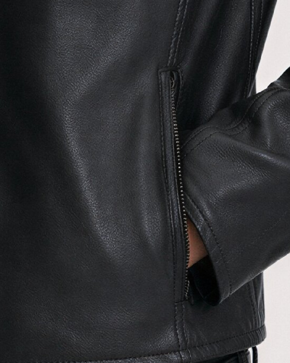 Ance Black Biker Leather Jacket - Pocket
