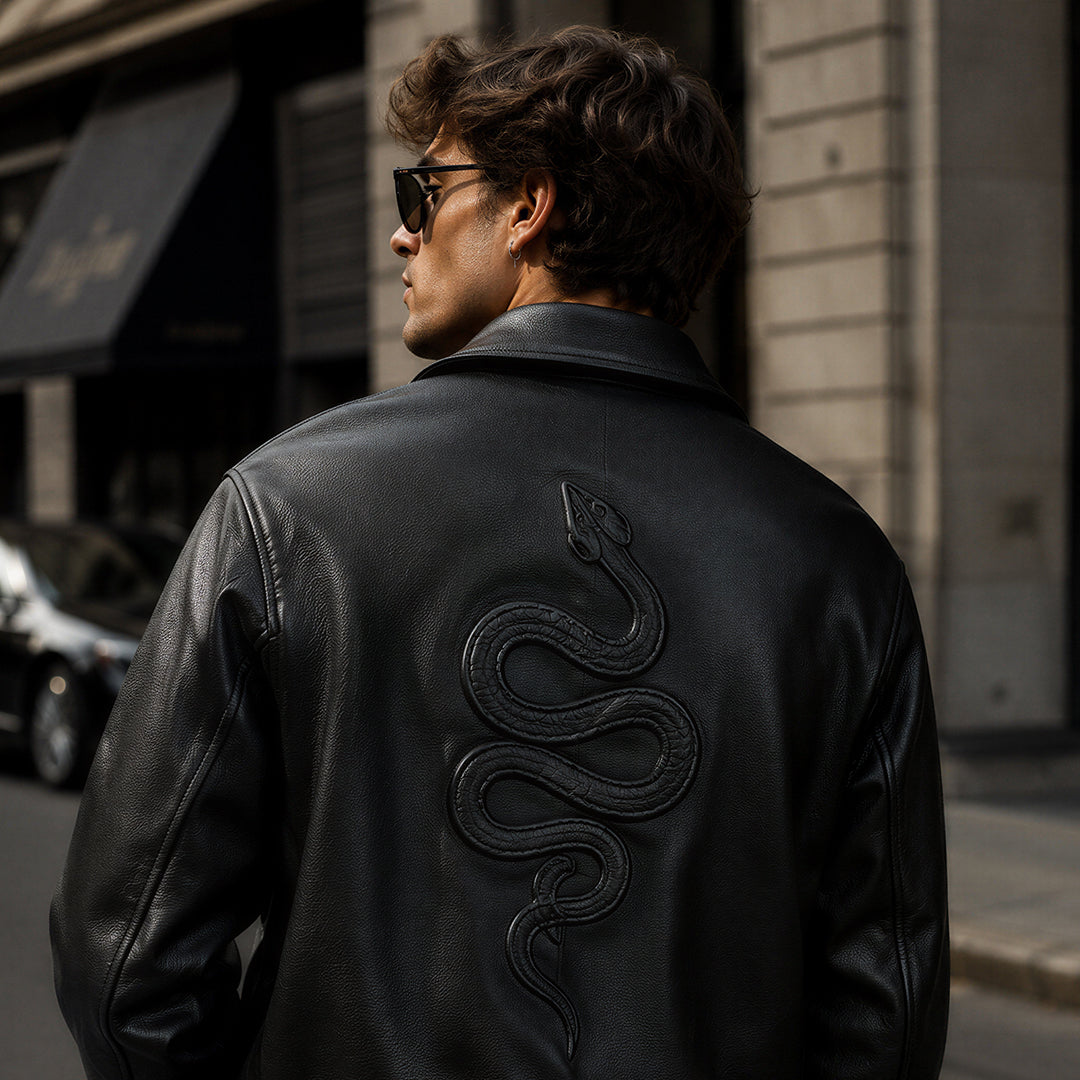 BOND&GRAIN - Custom Patches Leather Jacket