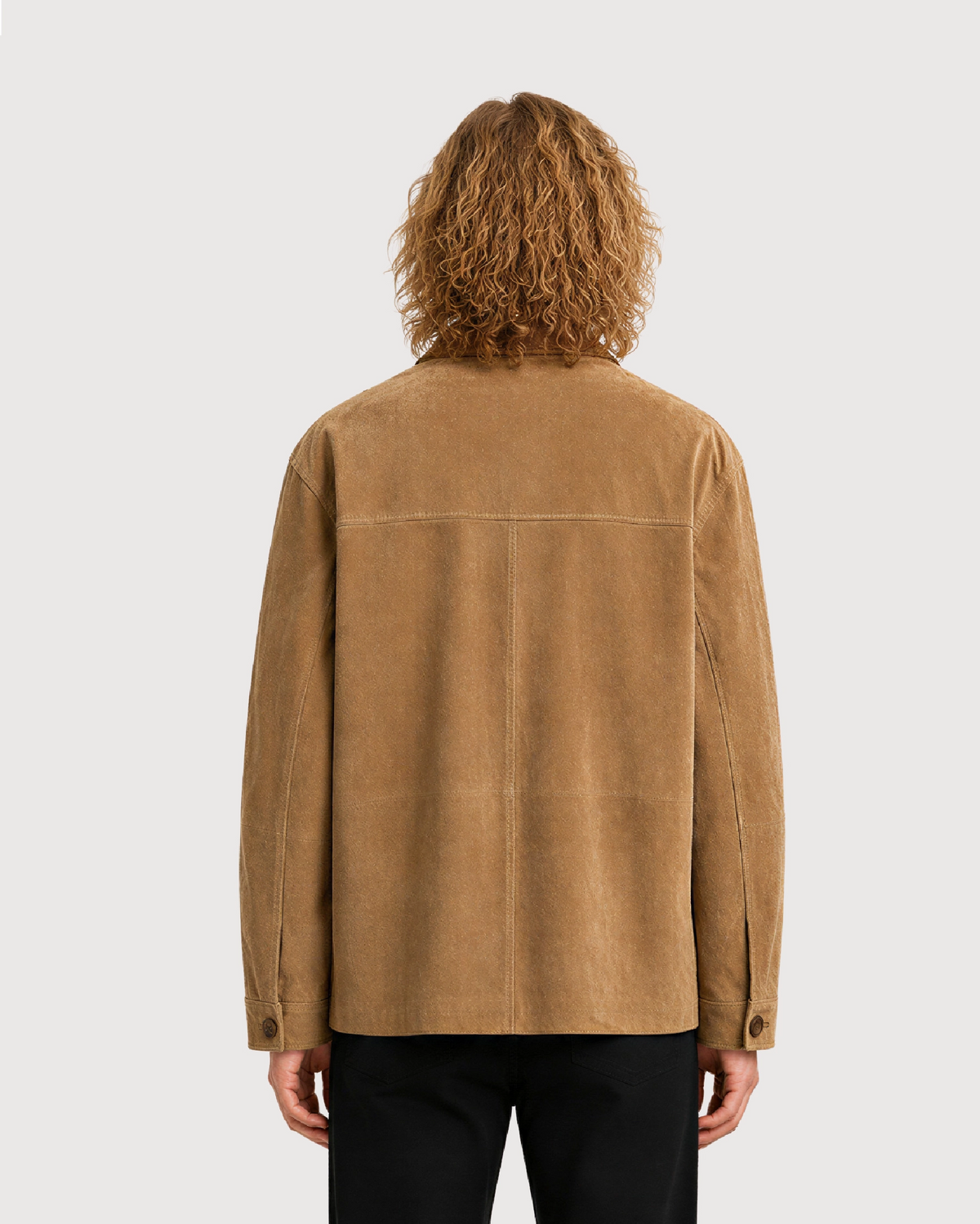 BRIX Tan Suede Trucker Leather Jacket - Back