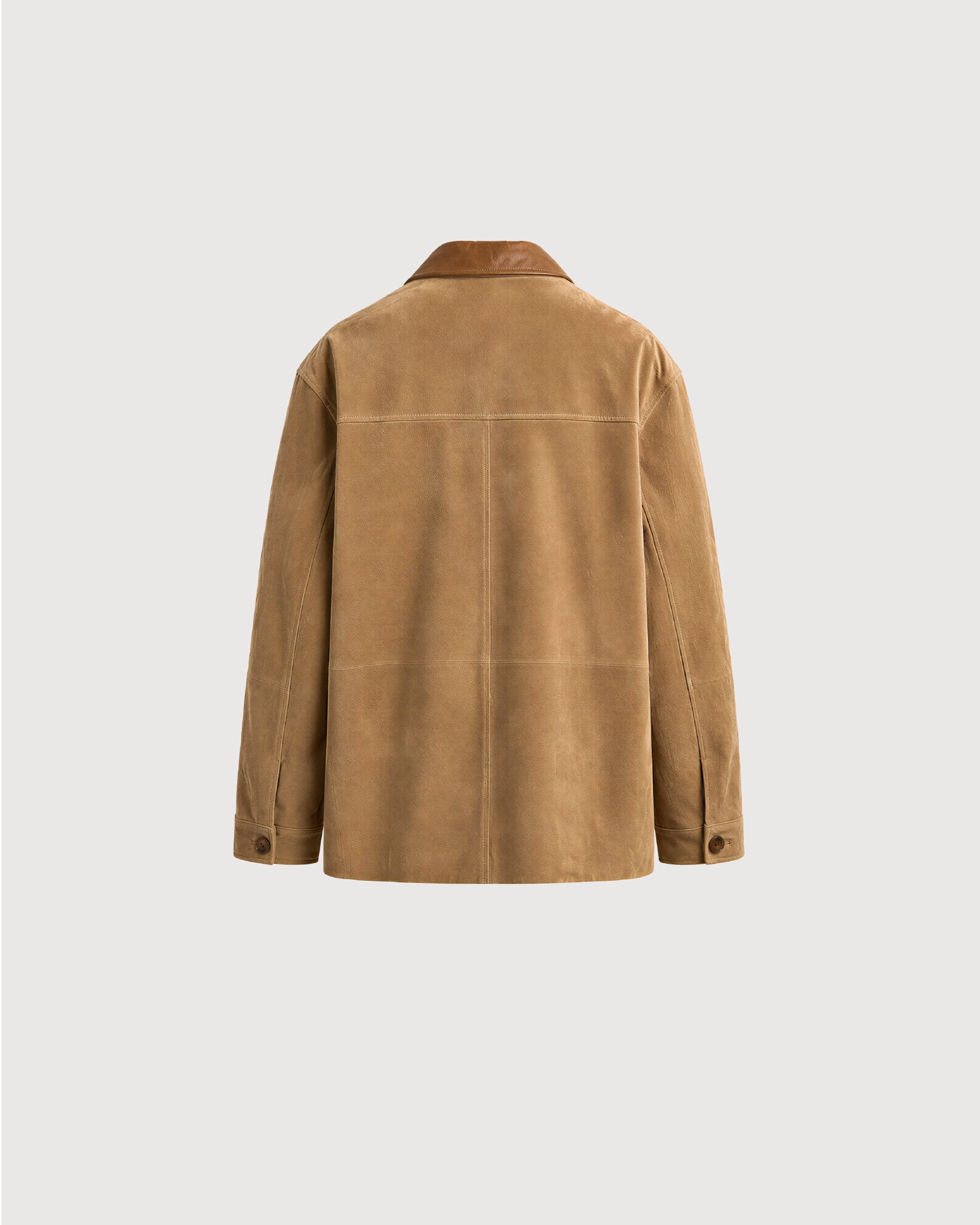 BRIX Tan Suede Trucker Leather Jacket - Back Pattern
