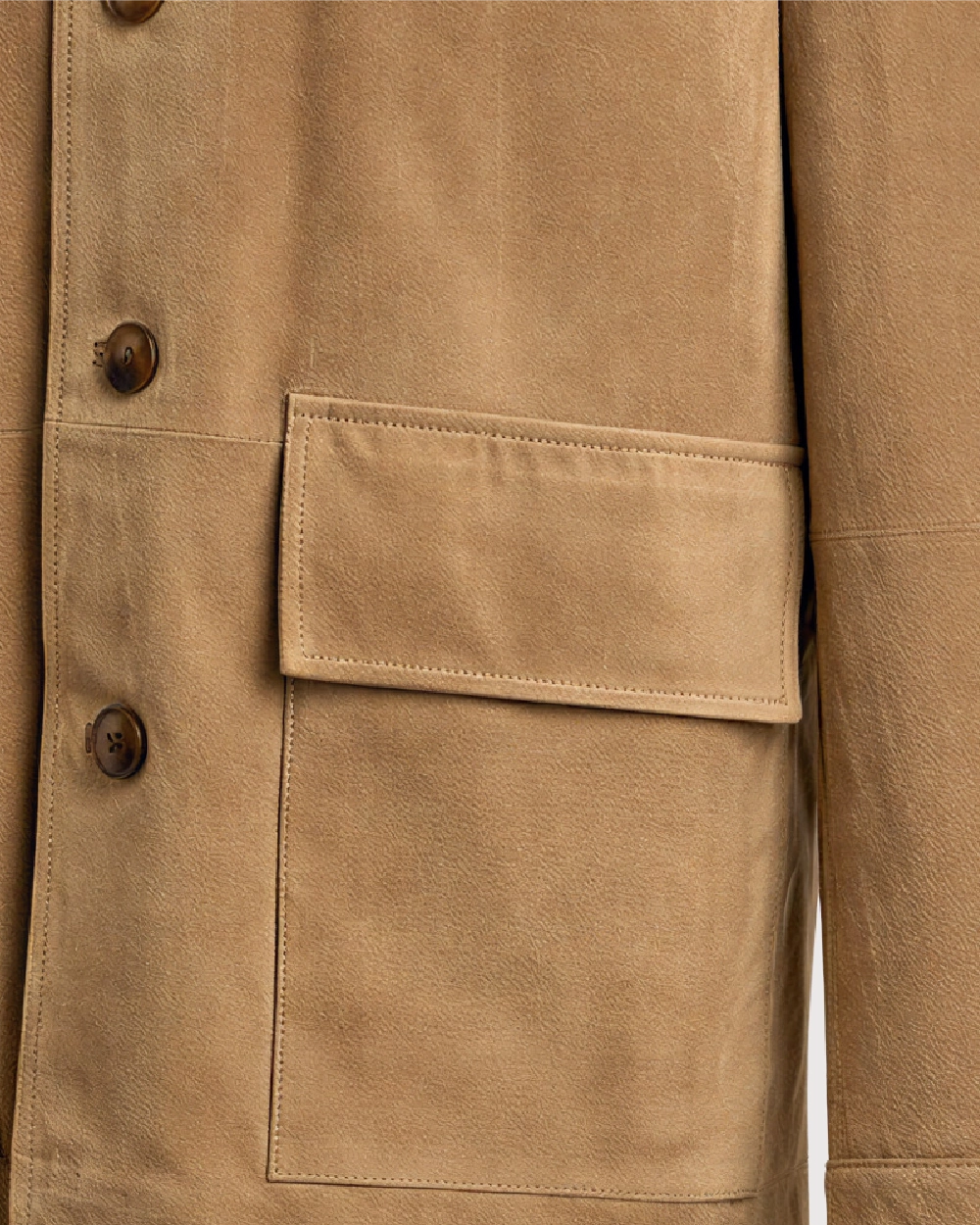 BRIX Tan Suede Trucker Leather Jacket - Pockets