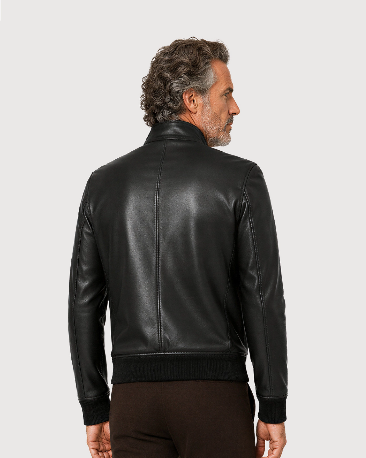 CALDER Black Leather Flight Jacket - Back