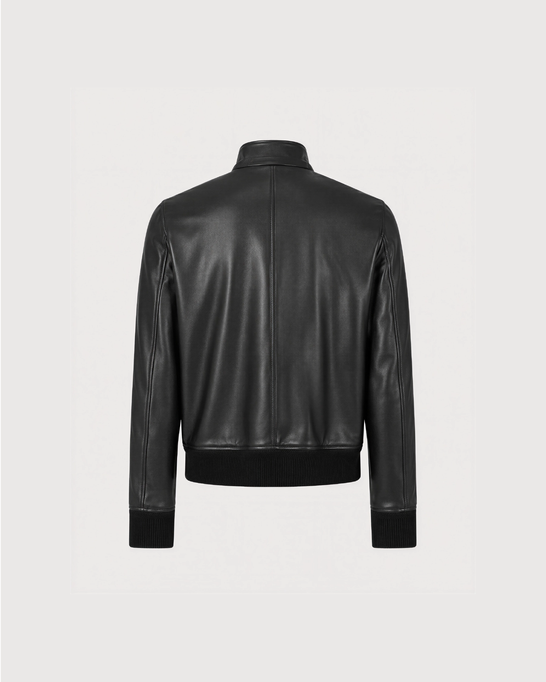 CALDER Black Leather Flight Jacket - Back Pattern