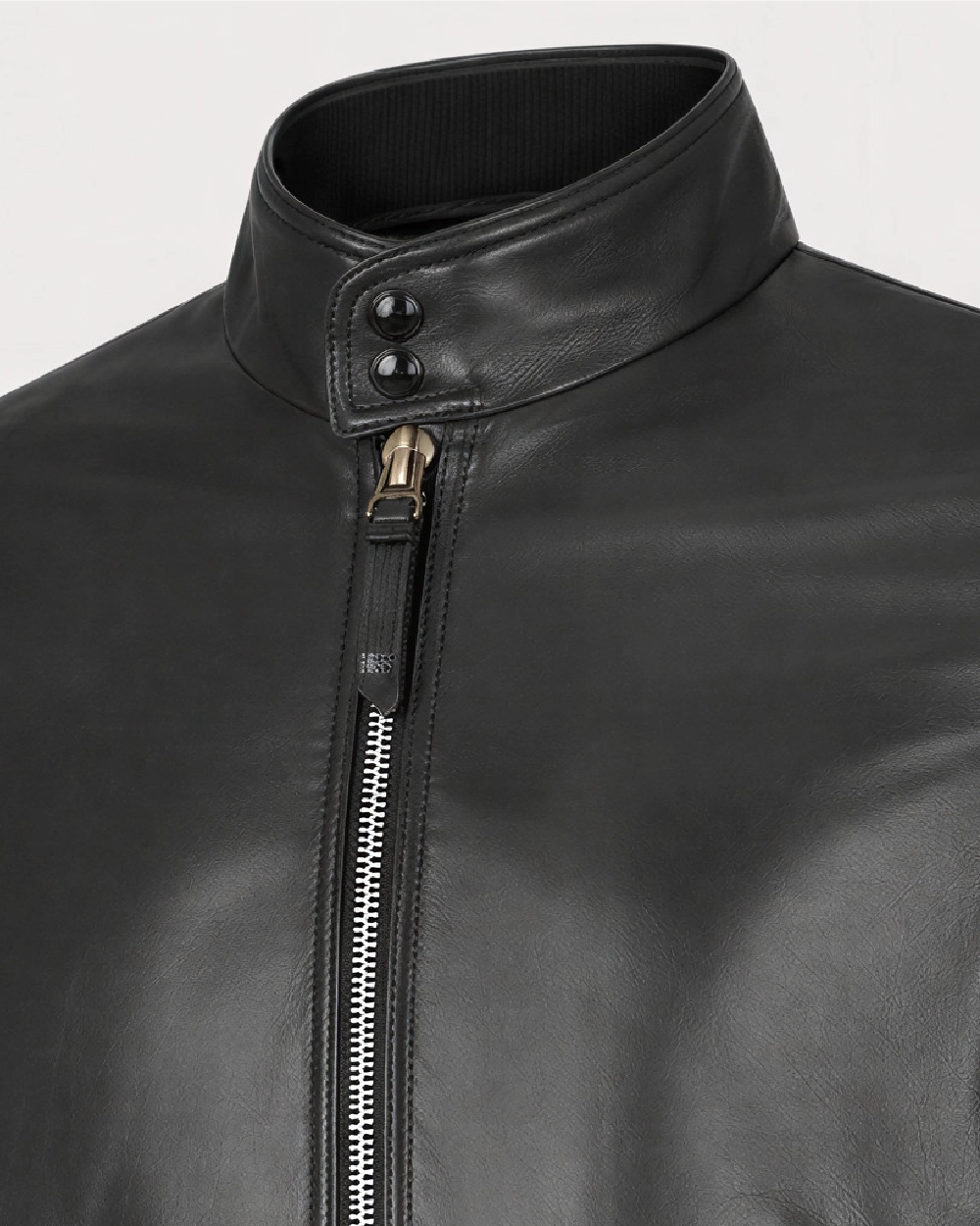 CALDER Black Leather Flight Jacket - Zipper
