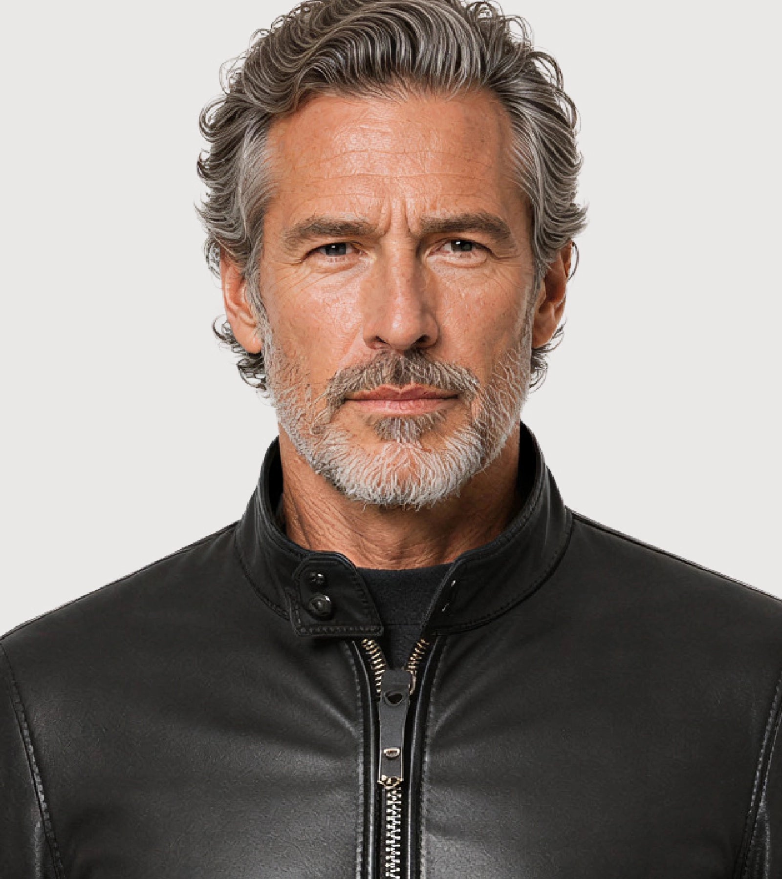 CALDER Black Leather Flight Jacket - Zoom