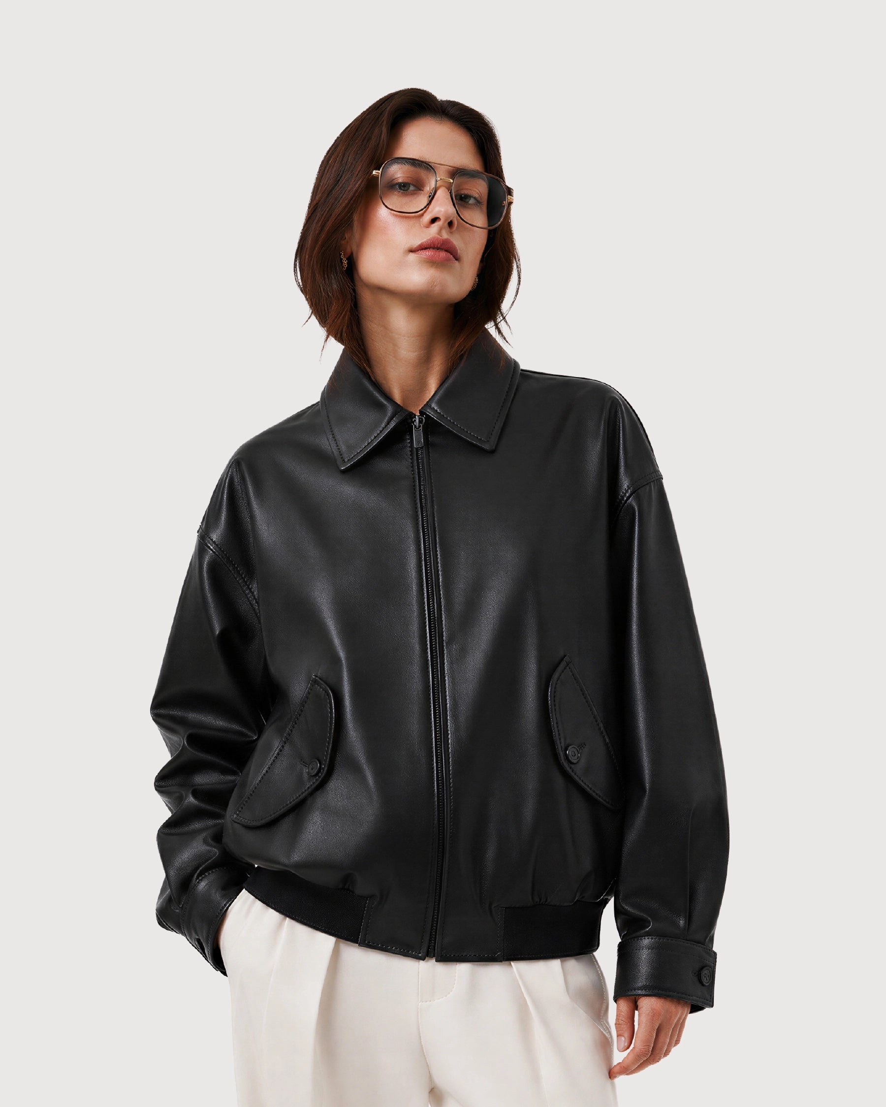 CAVO Black Leather Flight Jacket