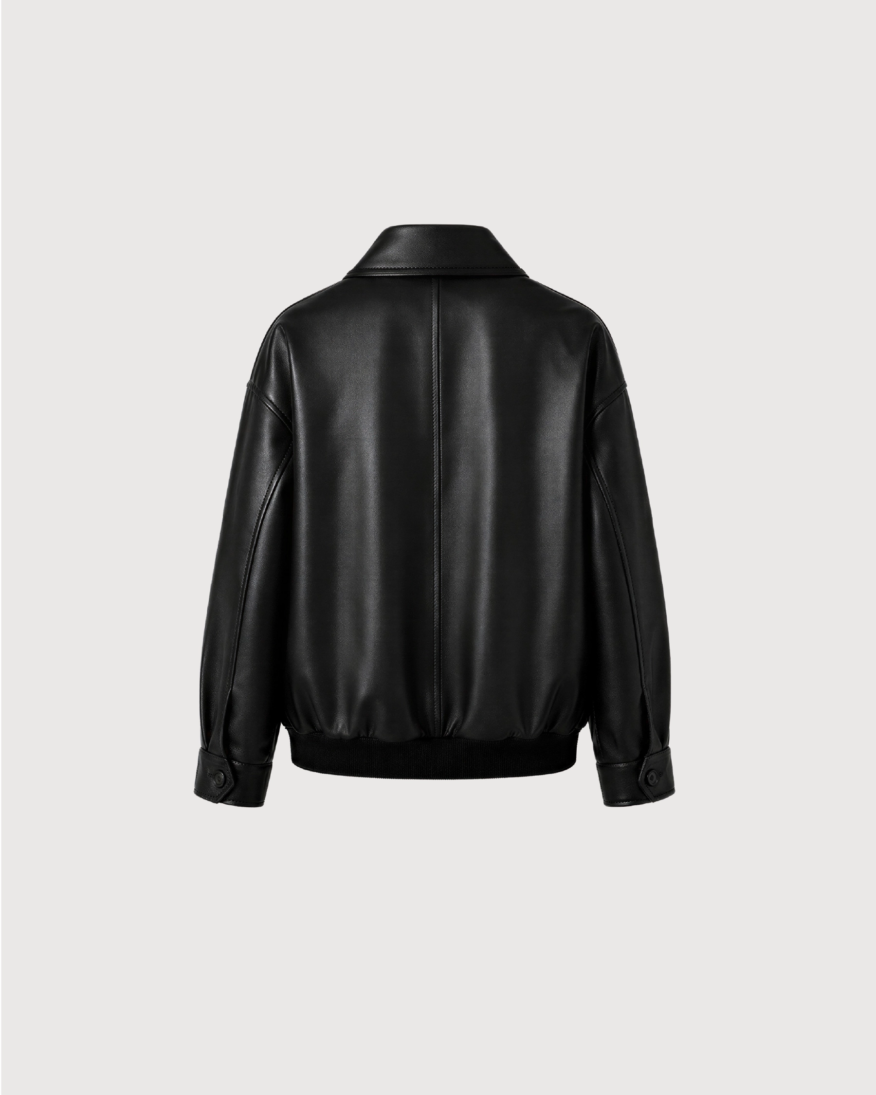 CAVO Black Leather Flight Jacket - Back Pattern