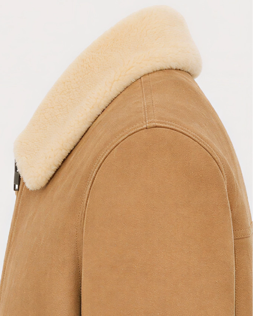 COVE Beige Suede Shearling Bomber Leather Jacket - Thread
