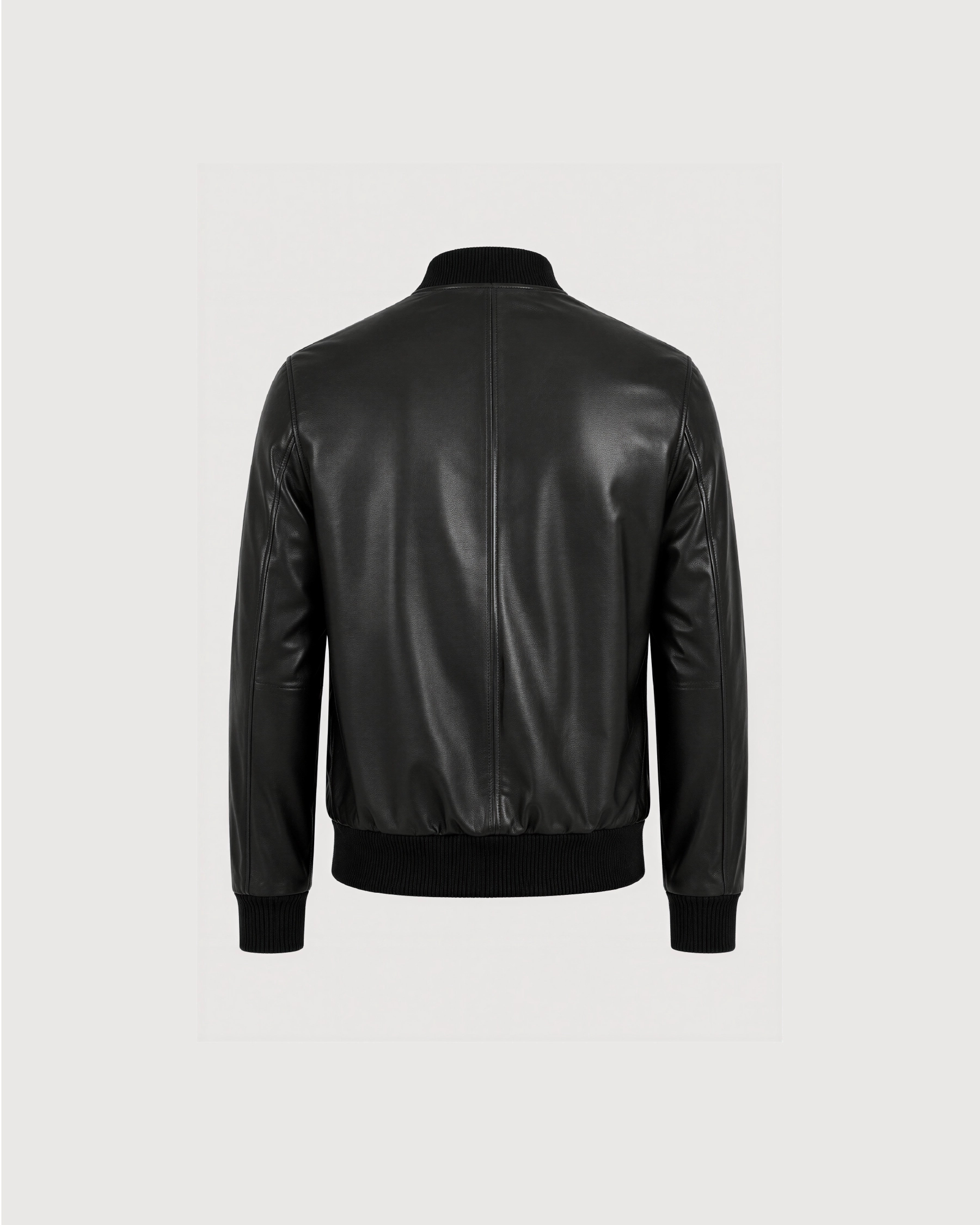 DAX Black Varsity Bomber Leather Jacket - Back