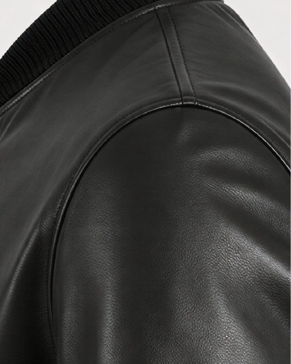DAX Black Varsity Bomber Leather Jacket - Shoulder
