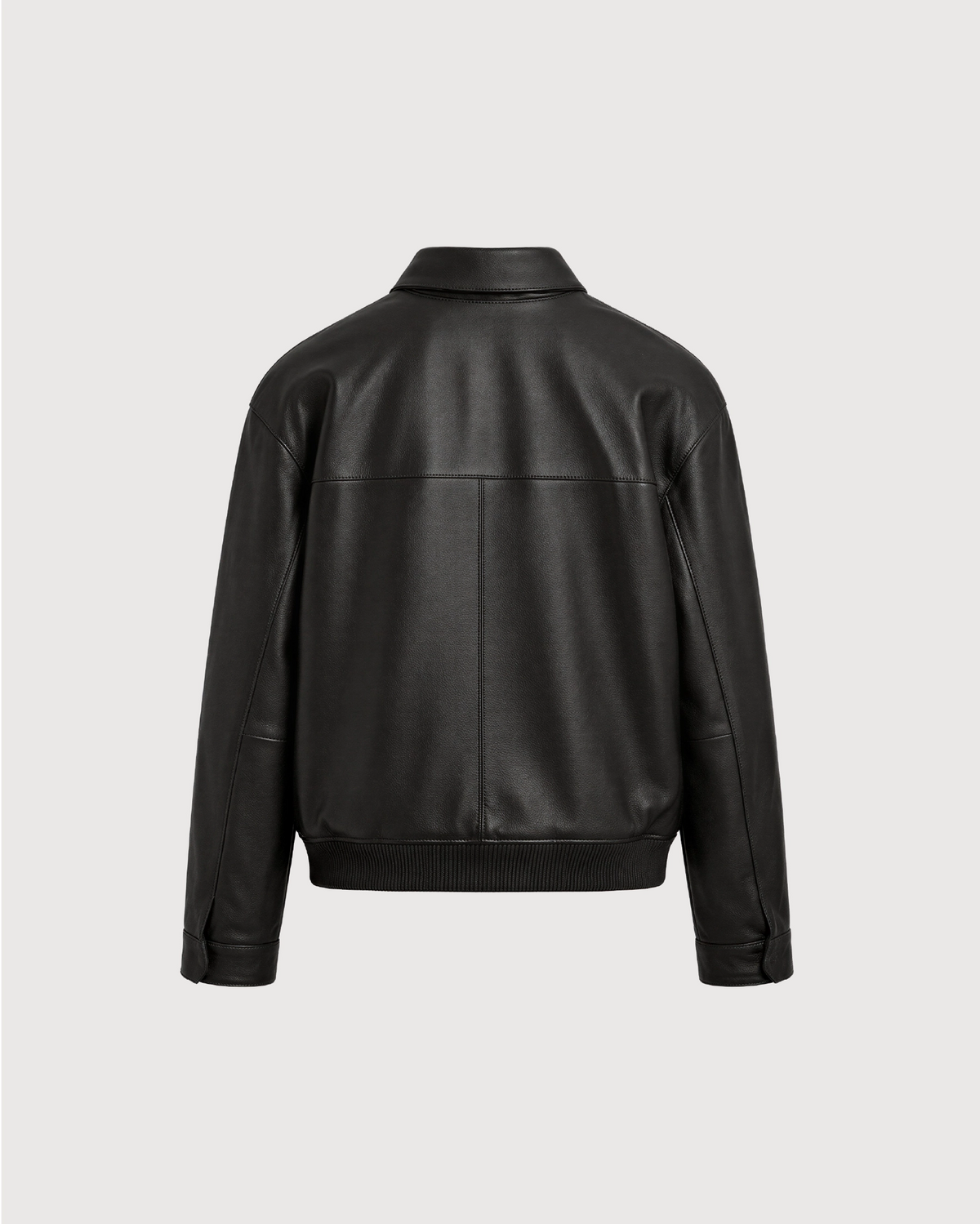 DRAKE Black Collared Leather Jacket - Back Pattern