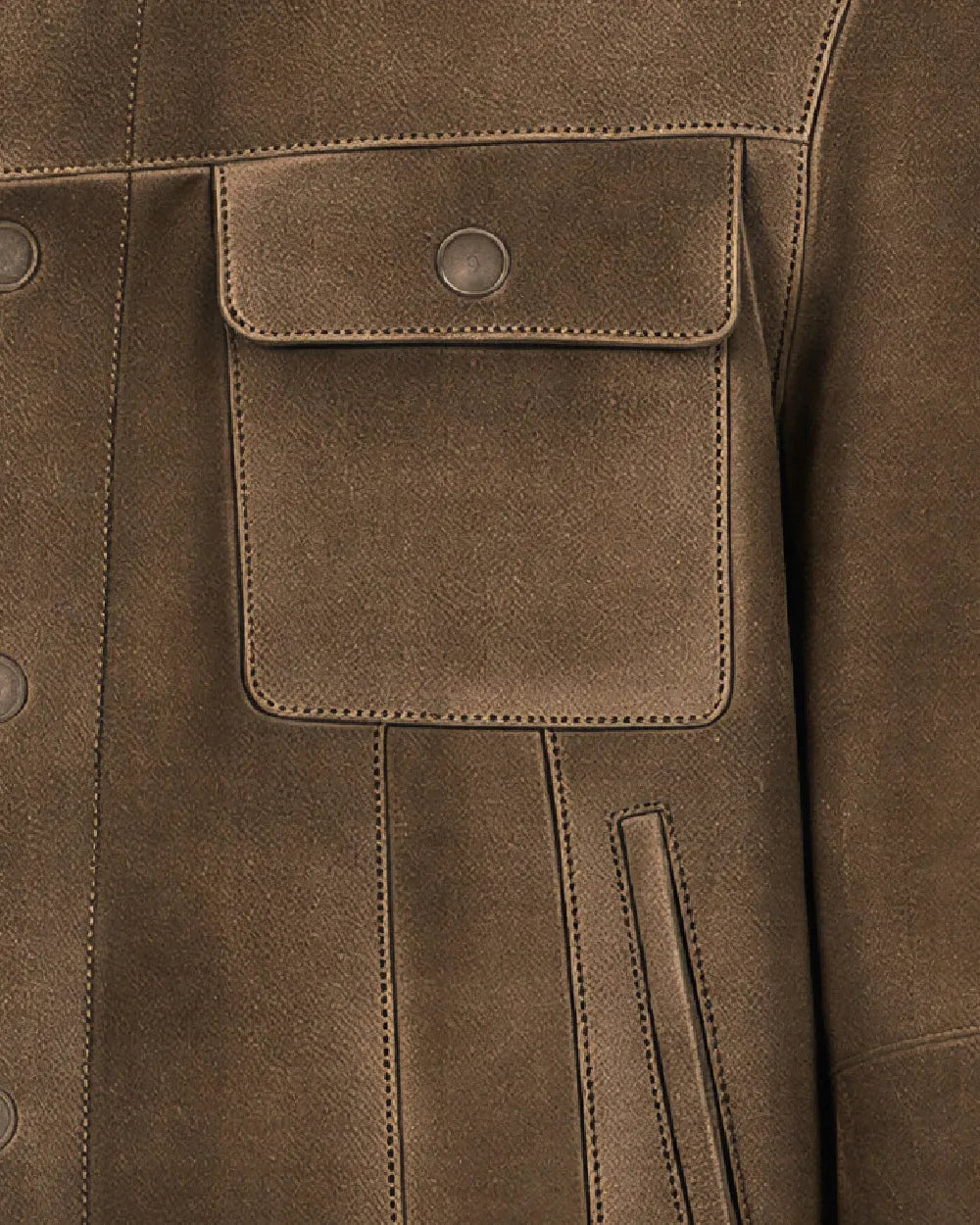 HOLT Brown Suede Shearling Trucker Jacket - Pocket