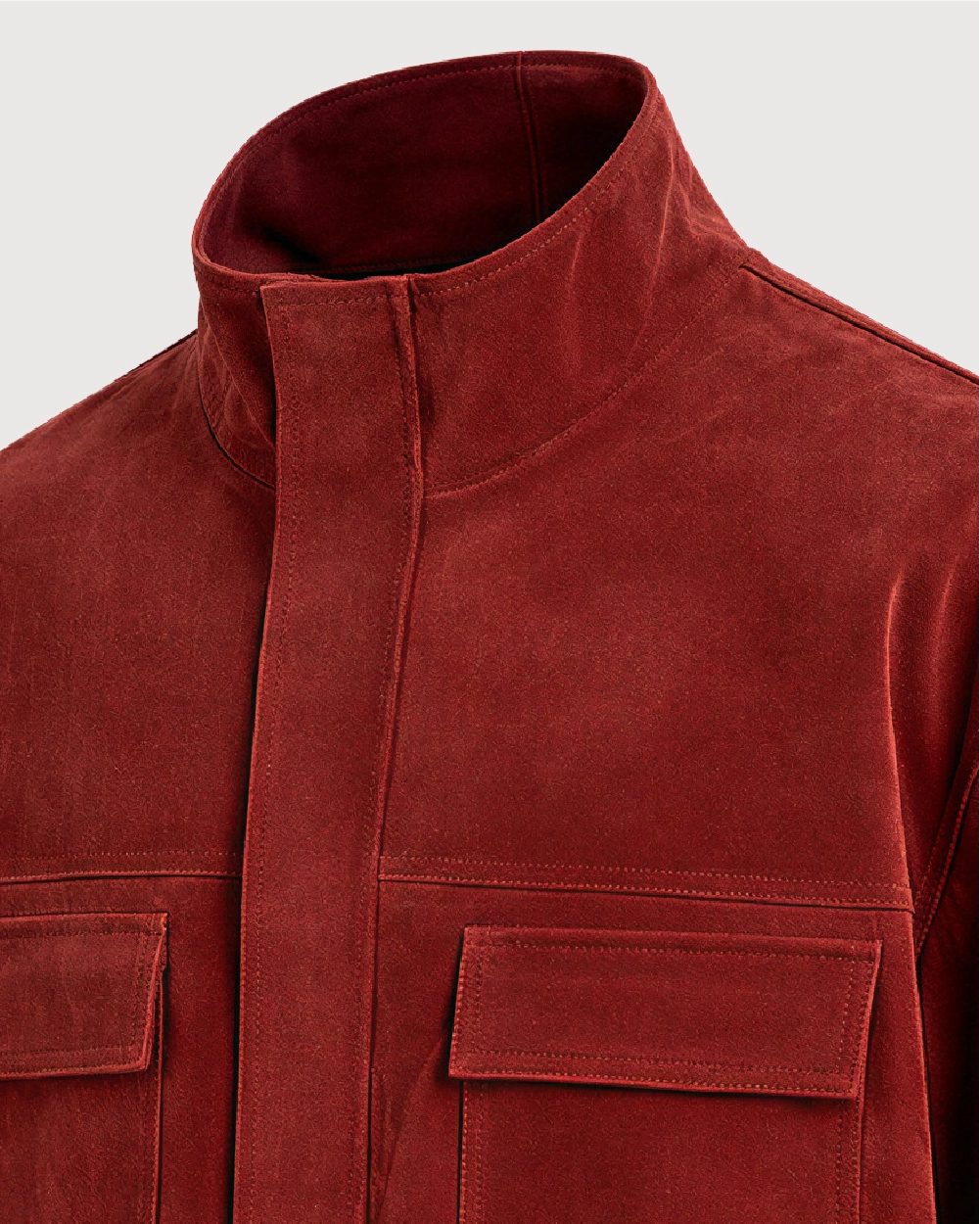 KAIRO Rust Red Suede Flight Jacket - Collar