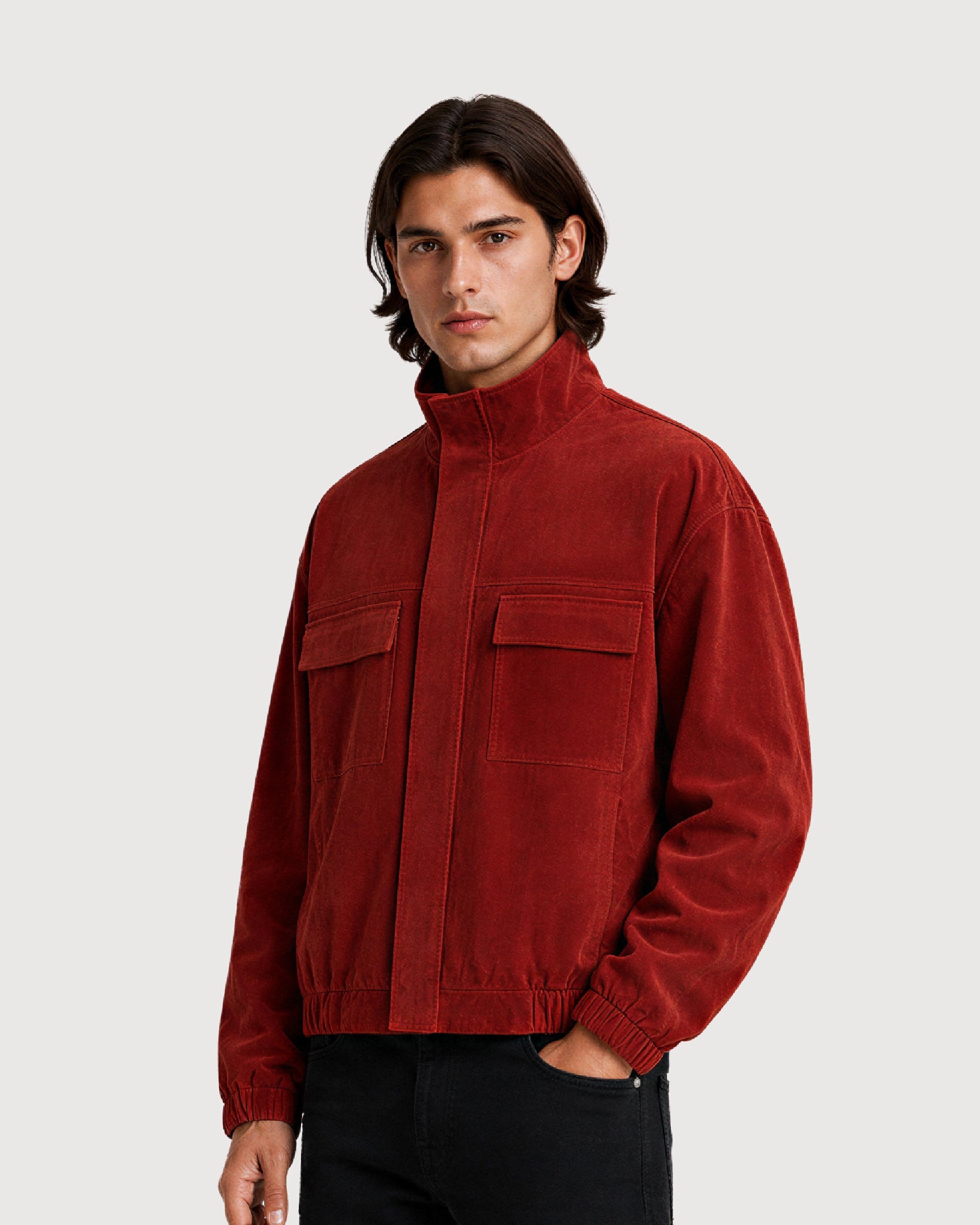 KAIRO Rust Red Suede Flight Jacket - Left