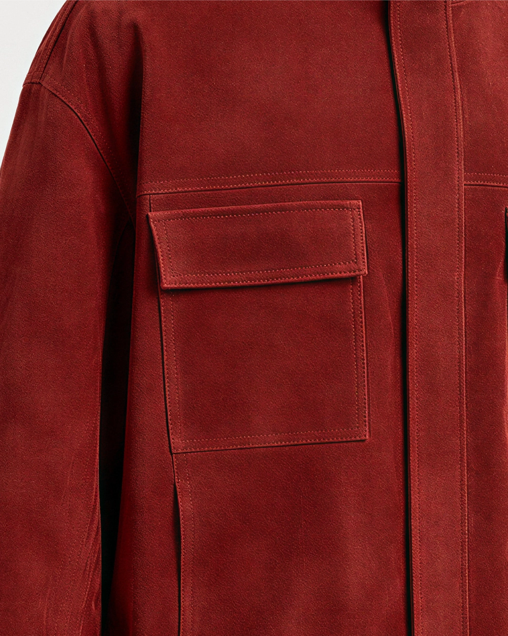 KAIRO Rust Red Suede Flight Jacket - Pocket