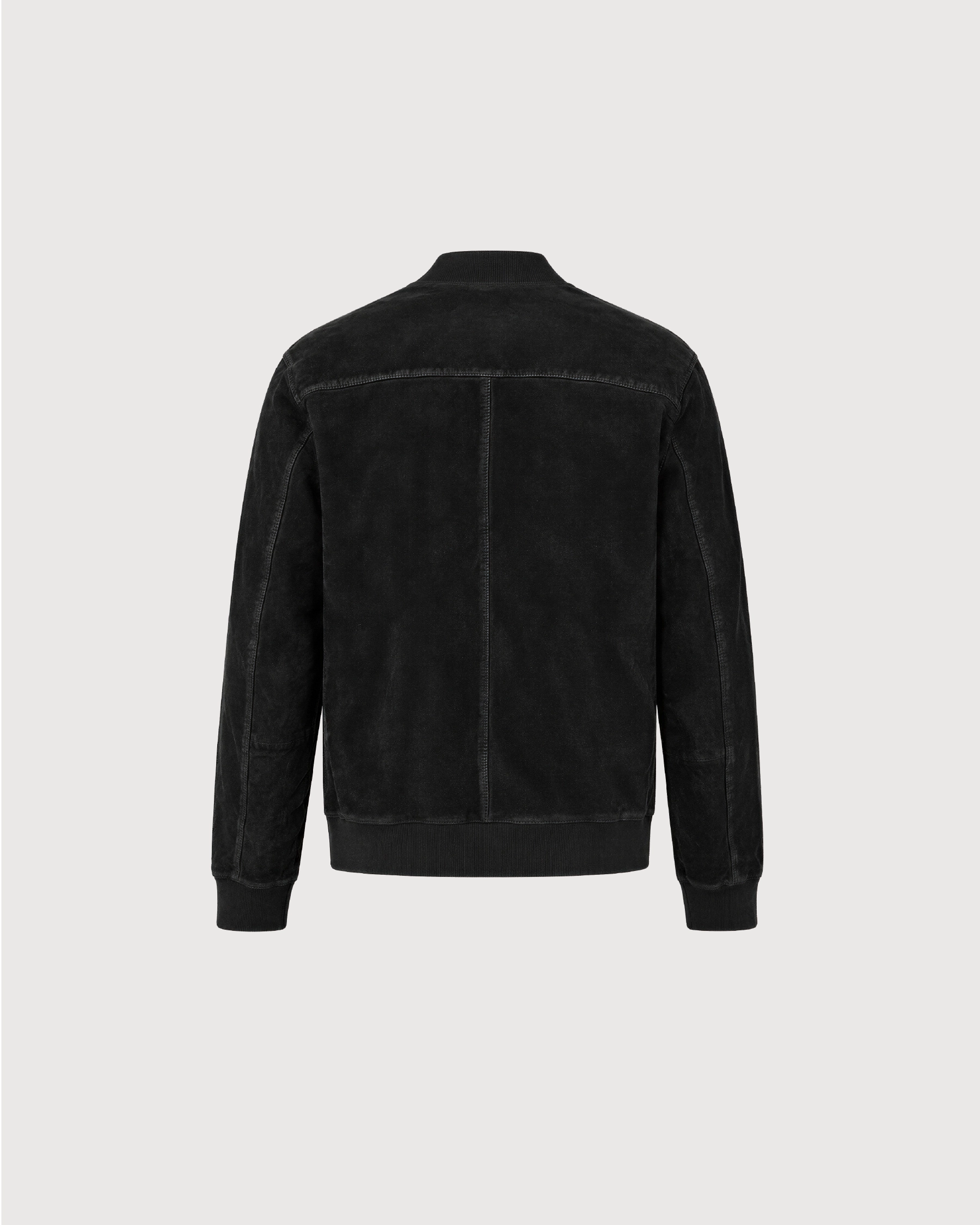 KELLAN Black Suede Bomber Leather Jacket - Back Pattern