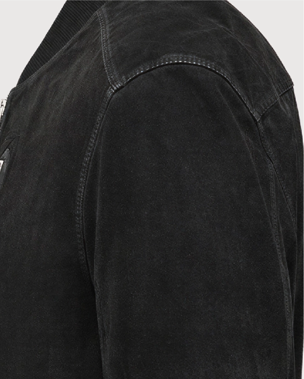KELLAN Black Suede Bomber Leather Jacket - Suede