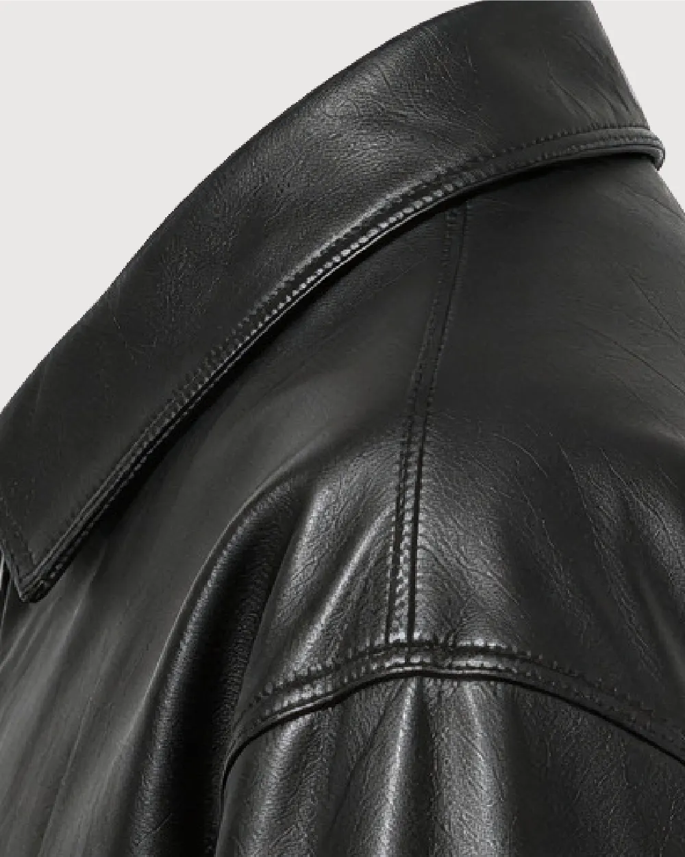 KIRA Cropped Black Leather Bomber Jacket - Thread