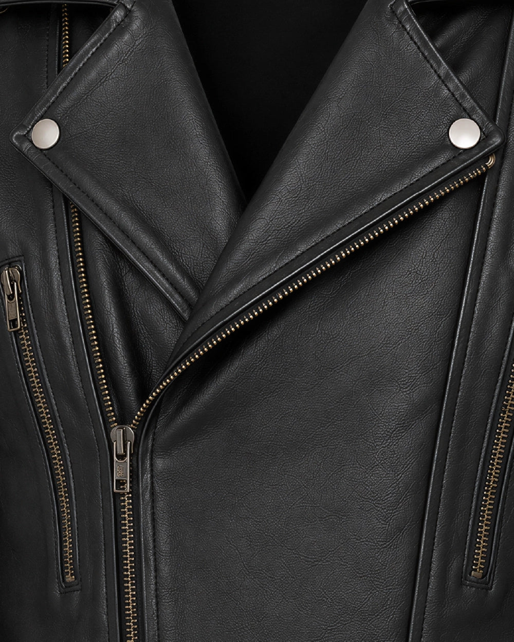KROSS Black Biker Leather Jacket - Pattern