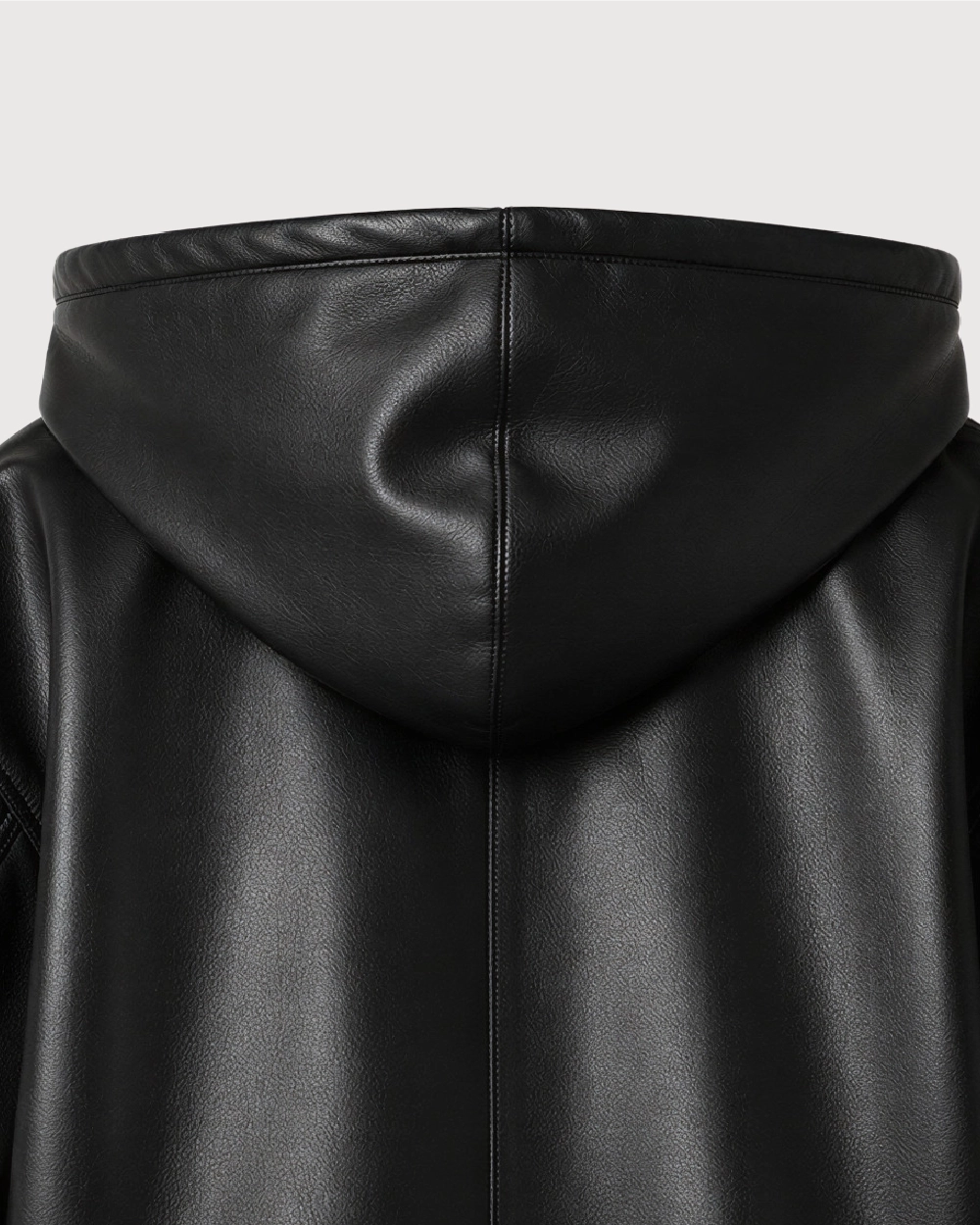LORIN Black Hooded Leather Bomber Jacket - Hood