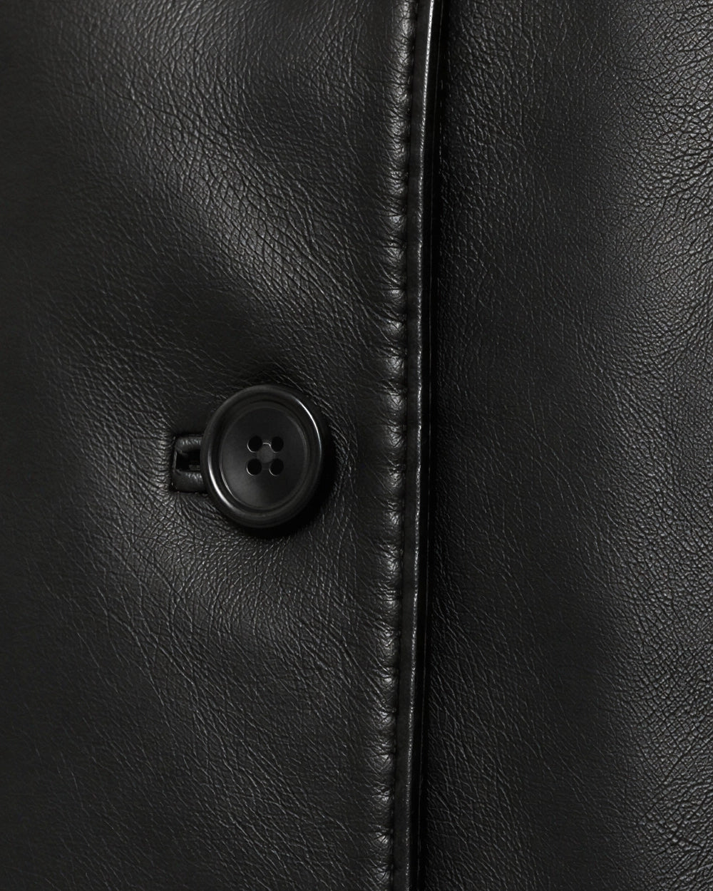 LUCIA Black Buttoned Leather Jacket - Button